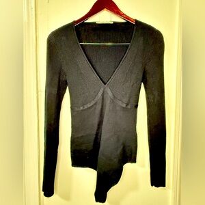 Abercrombie black knit stretch long sleeve bodysuit, snap closure. medium